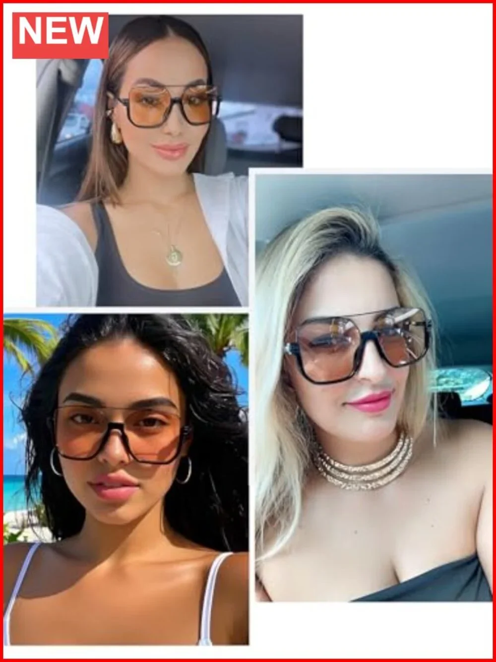 Unisex Retro Square Aviator Sunglasses Oversized Tinted Shades UV400